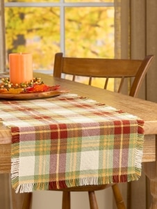 Mountain Weavers Hartland Plaid Weave Cotton Table Runner, 14 Inch Wide